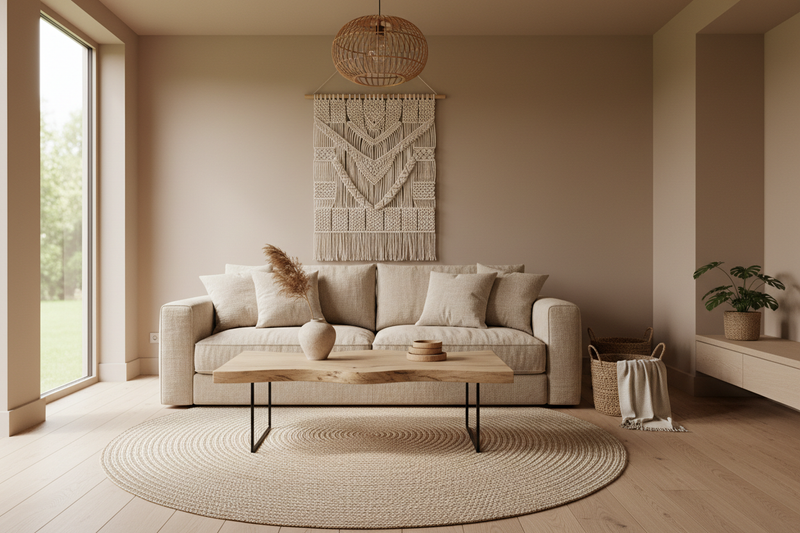 Minimalismo cálido
Ambientes limpios, pocos elementos, pero con calidez en los materiales: madera, tejidos artesanales, fibras naturales.